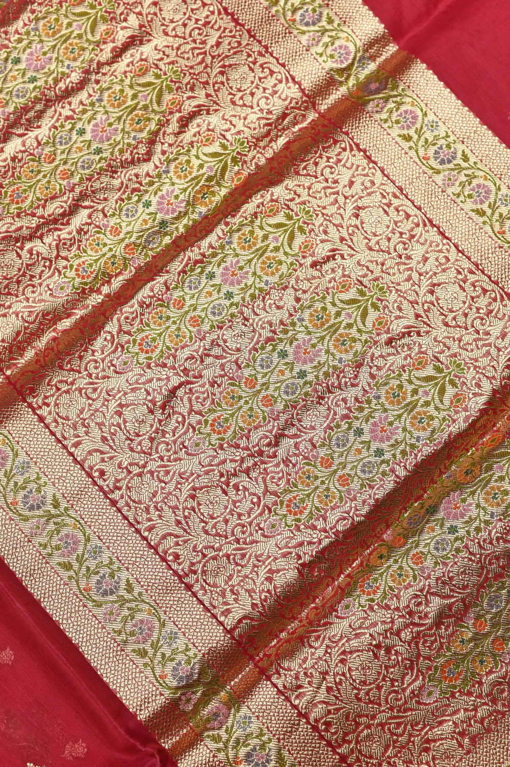 Handwoven Red Meenakari Banarasi Organza Silk Saree