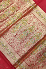 Handwoven Red Meenakari Banarasi Organza Silk Saree