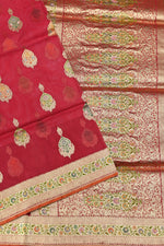 Handwoven Red Meenakari Banarasi Organza Silk Saree