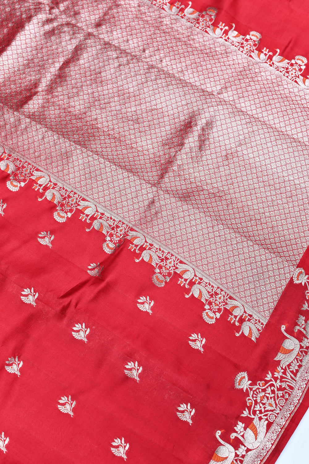 Handwoven Red Banarasi Soft Silk Saree