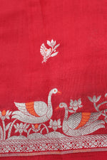 Handwoven Red Banarasi Soft Silk Saree