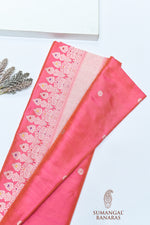 Handwoven Pink Kadhwa Banarasi Katan Silk Saree