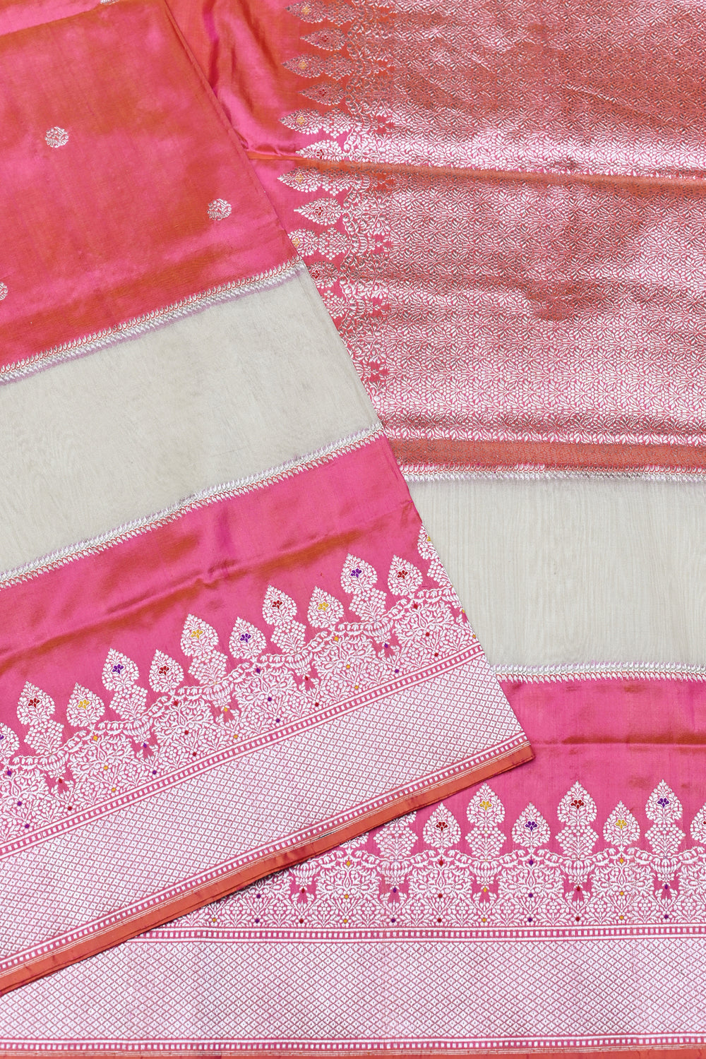 Handwoven Pink Kadhwa Banarasi Katan Silk Saree
