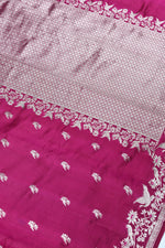 Handwoven Rani Pink Motif Banarasi Katan Soft Silk Saree