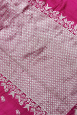 Handwoven Rani Pink Motif Banarasi Katan Soft Silk Saree