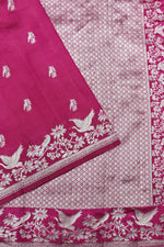 Handwoven Rani Pink Motif Banarasi Katan Soft Silk Saree