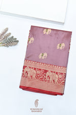 Handwoven Mauve Motif Banarasi Katan Silk Saree