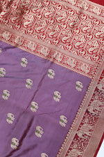 Handwoven Mauve Motif Banarasi Katan Silk Saree