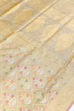 Handwoven Gold Meenakari Banarasi Tissue Silk Saree