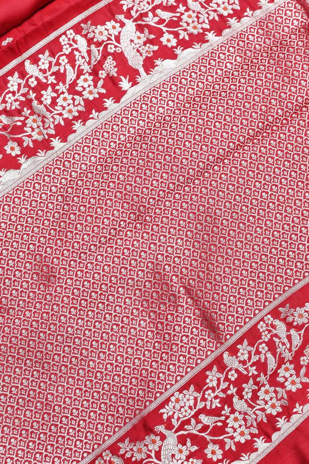 Handwoven Red Banarasi Soft Silk Saree