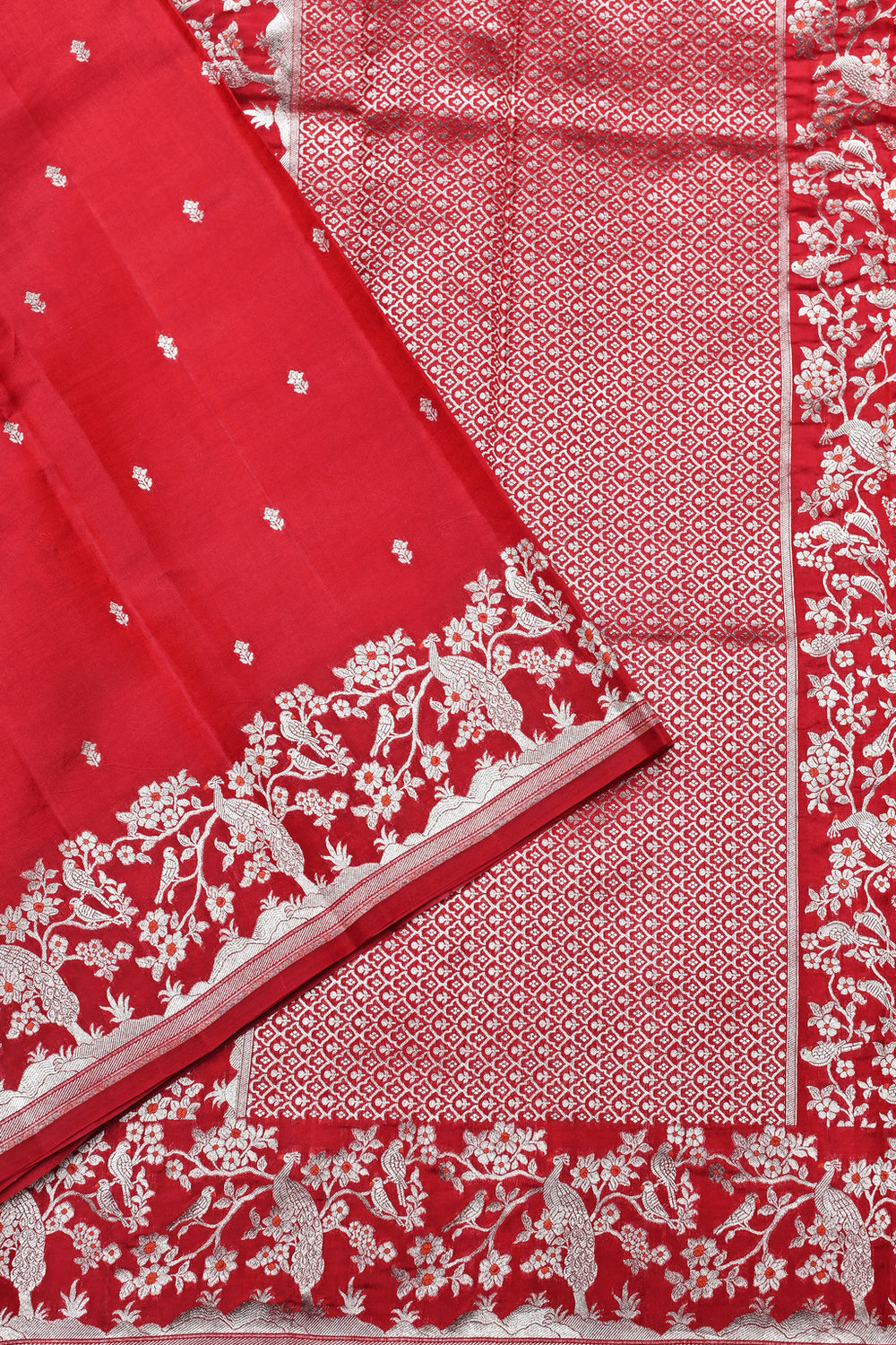 Handwoven Red Banarasi Soft Silk Saree