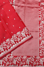 Handwoven Red Banarasi Soft Silk Saree