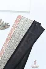 Handwoven Black Banarasi Kora Katan Silk Saree