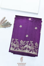Violet Booti Katan Silk Banarasi Saree