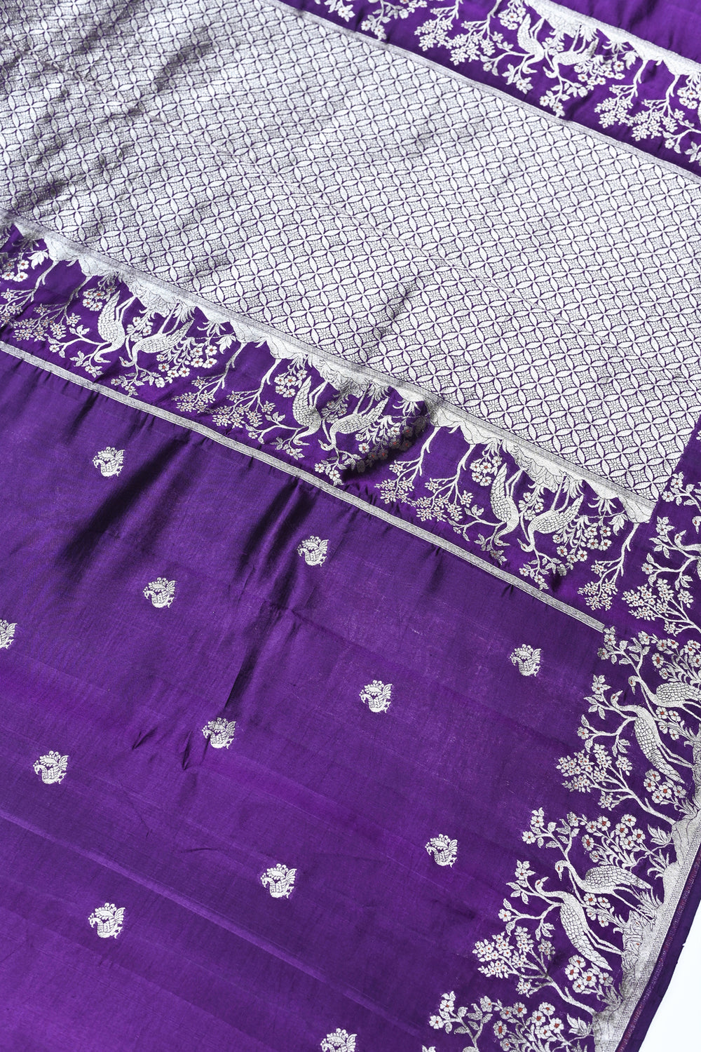 Violet Booti Katan Silk Banarasi Saree