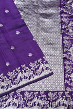 Violet Booti Katan Silk Banarasi Saree
