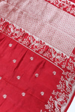Handwoven Red Motif Banarasi Soft Silk Saree