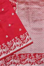 Handwoven Red Motif Banarasi Soft Silk Saree