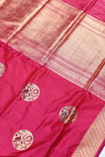 Handwoven Rani Pink Meenakari Banarasi Katan Silk Saree