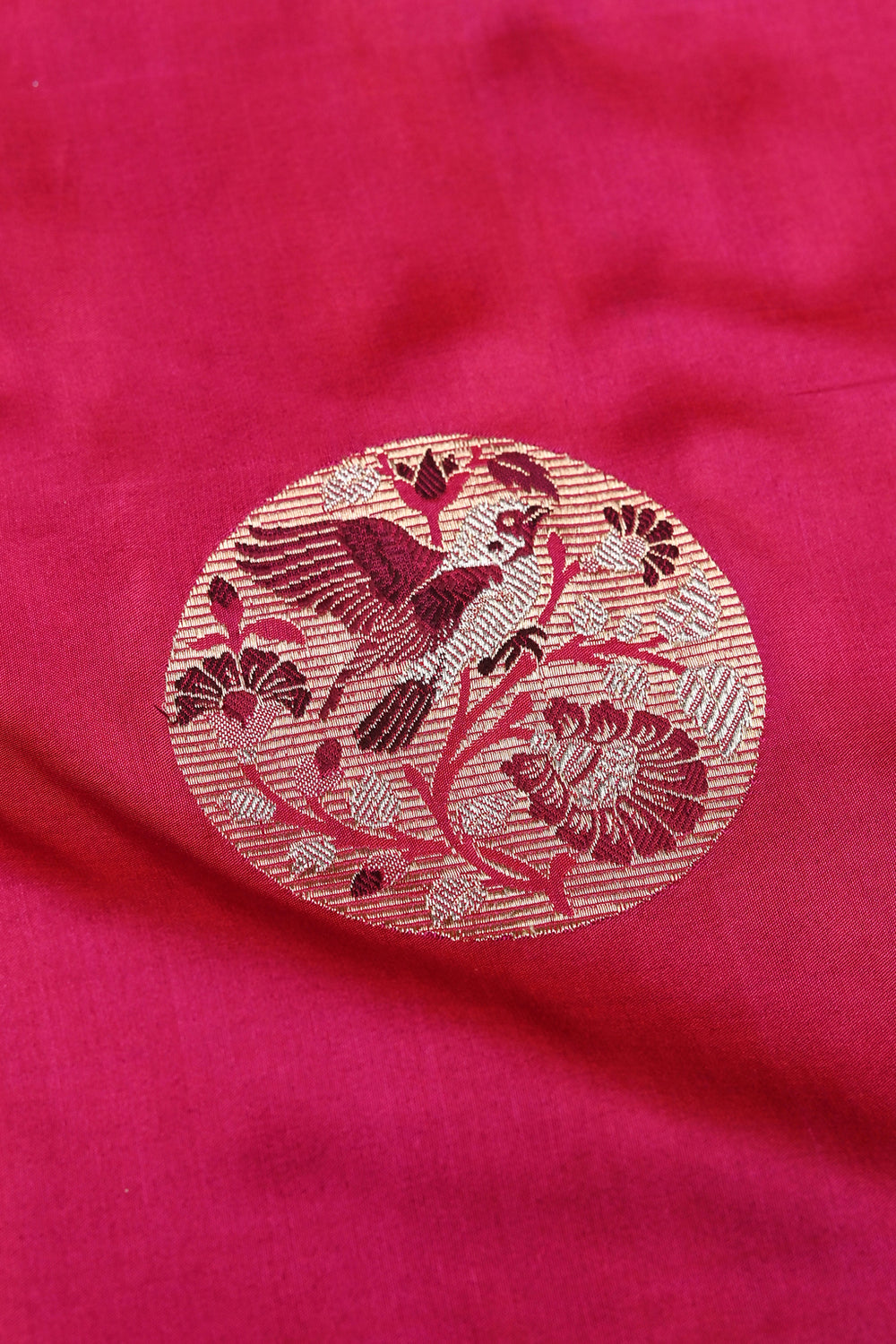 Handwoven Rani Pink Meenakari Banarasi Katan Silk Saree