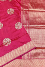 Handwoven Rani Pink Meenakari Banarasi Katan Silk Saree