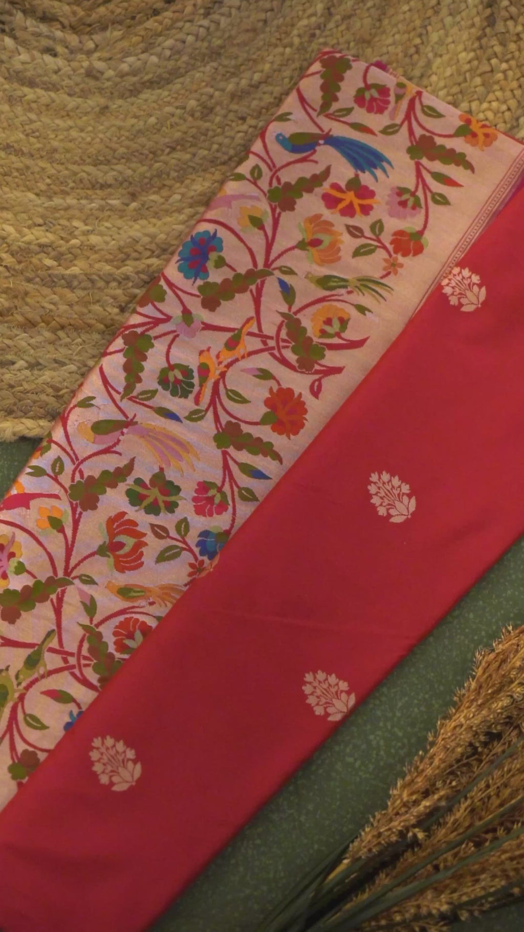 Handwoven Red Banarasi Katan Silk Saree