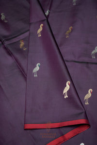 Handwoven Wine Banarasi Katan Silk Saree