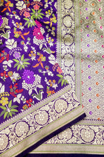 Handwoven Purple Meenakari Kadhwa Banarasi Katan Silk Saree