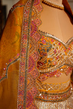 Designer Mustard Yellow Raw Silk Haldi Lehenga