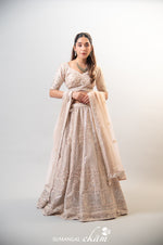 Designer Peach Net Party Wear Lehenga