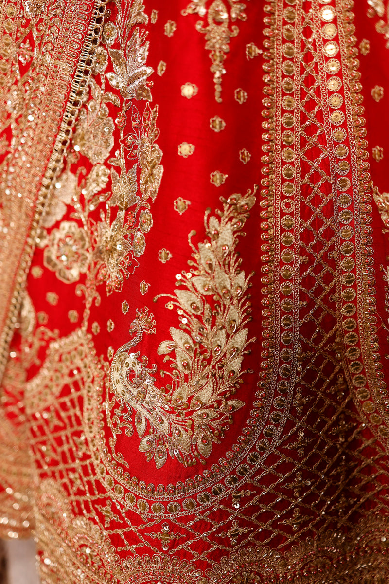 Designer Red Raw Silk Bridal Lehenga