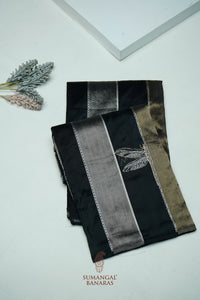 Handwoven Black Banarasi Tissue Katan Silk Saree