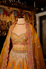 Designer Mustard Yellow Raw Silk Haldi Lehenga
