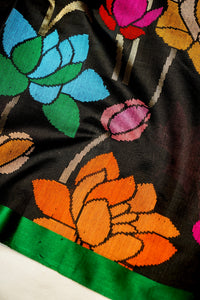 Handwoven Black Meenakari Banarasi Soft Silk Saree