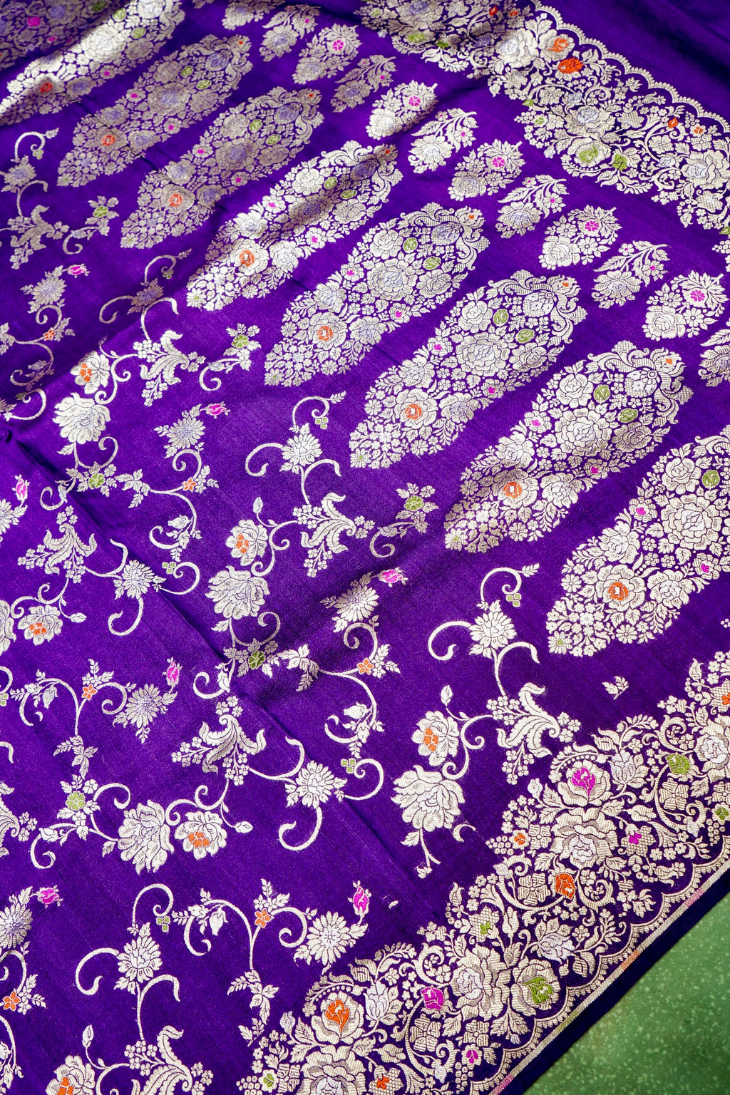 Handwoven Royal Blue Banarasi Tussar Georgette Saree