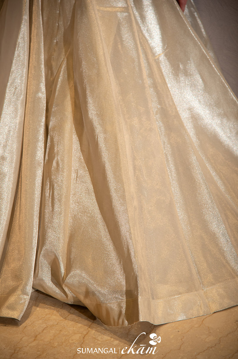 Designer Golden Tissue Silk Crop Top