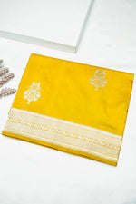 Handwoven Mustard Yellow Banarasi Katan Silk Saree