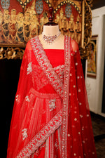 Designer Red Raw Silk Bridal Lehenga