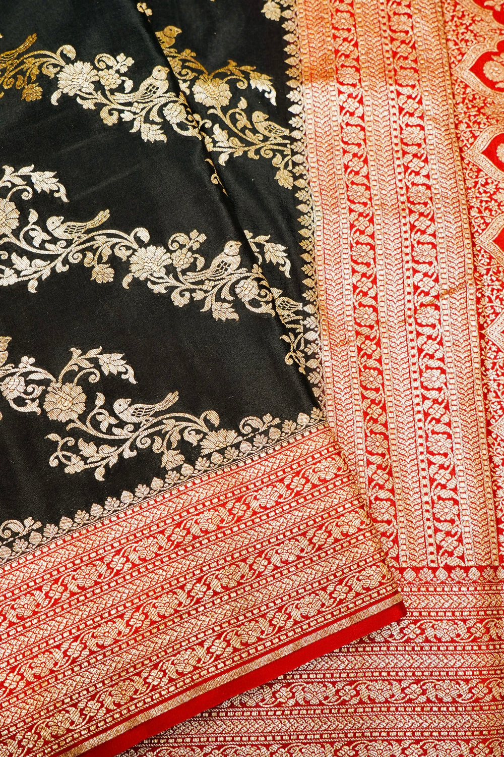 Handwoven Black Banarasi Crepe Silk Saree