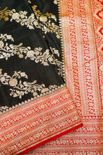 Handwoven Black Banarasi Crepe Silk Saree