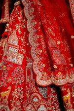 Designer Red Raw Silk Bridal Lehenga