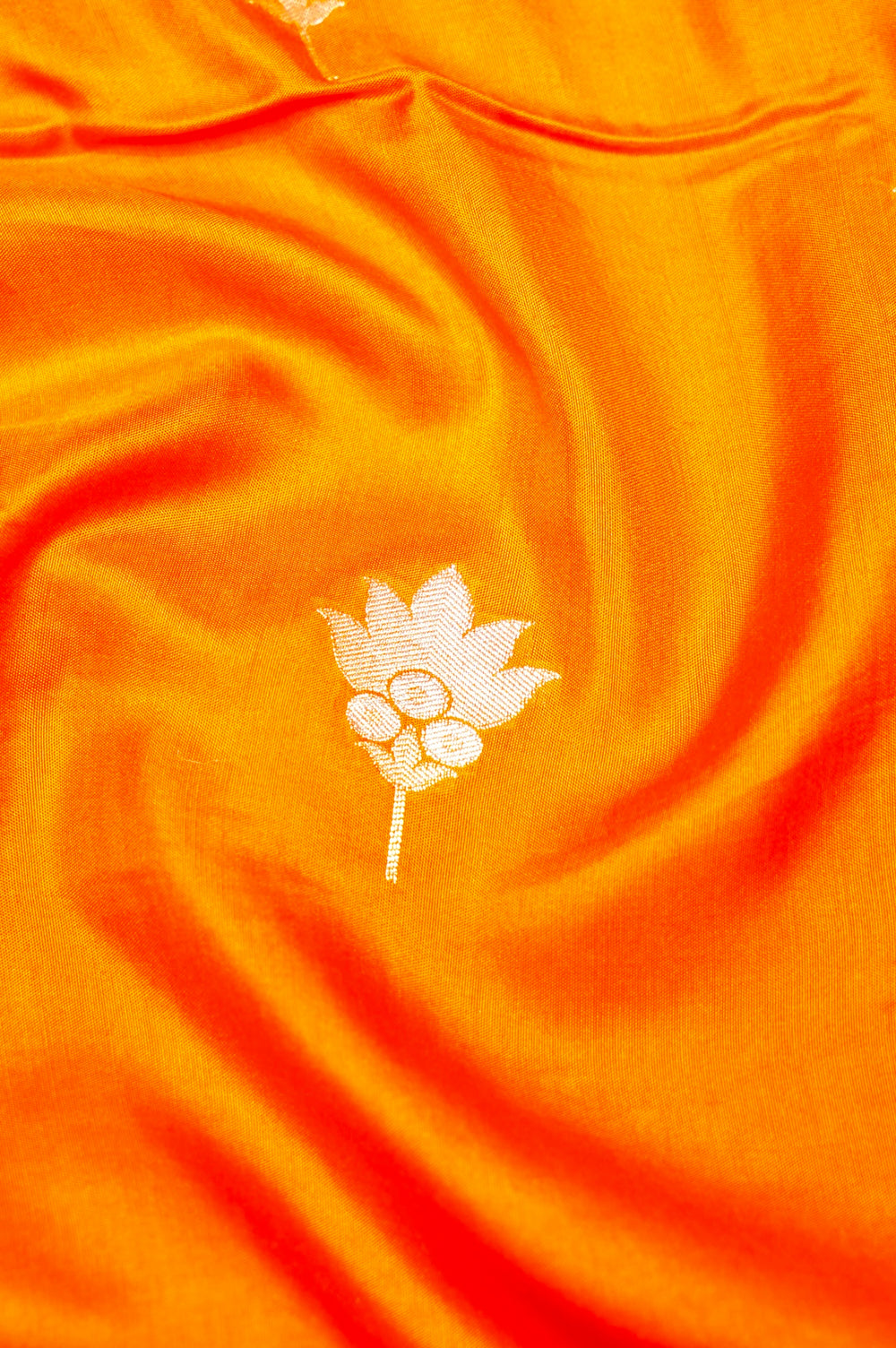 Handwoven Orange Banarasi Moonga Silk Saree