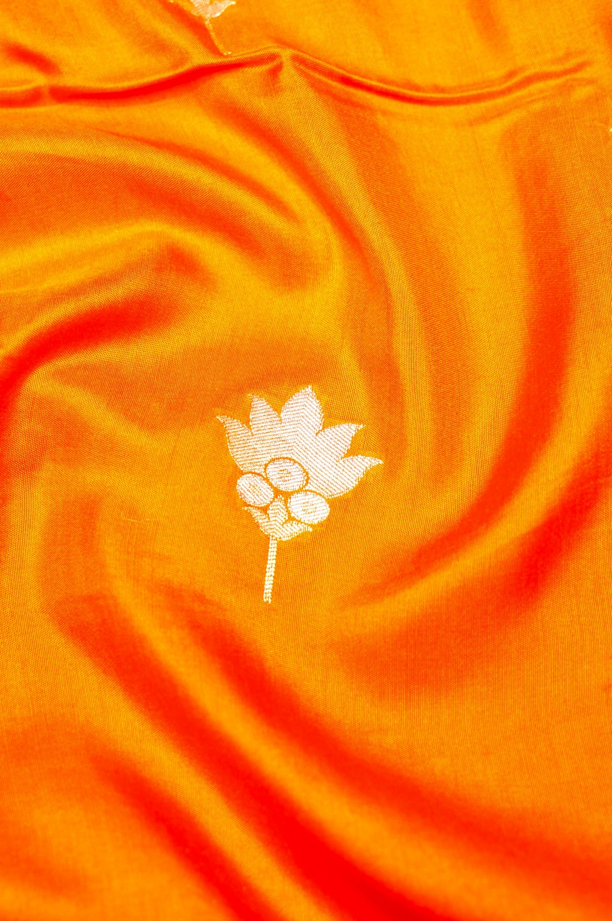 Handwoven Orange Banarasi Moonga Silk Saree