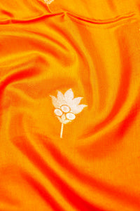Handwoven Orange Banarasi Moonga Silk Saree