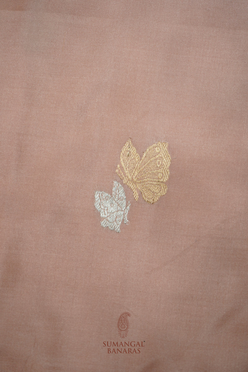 Handwoven Peach Banarasi Katan Silk Saree