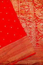 Handwoven Red Banarasi Crepe Khaddi Silk Saree