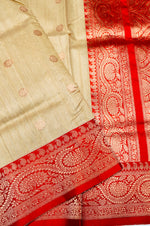 Handwoven Beige Banarasi Tussar Silk Saree