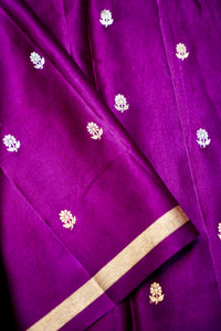 Handwoven Purple Banarasi Mashru Silk Saree
