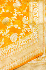 Handwoven Yellow Banarasi Khaddi Georgette Saree