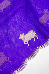 Designer Royal Blue  Organza Silk Suit